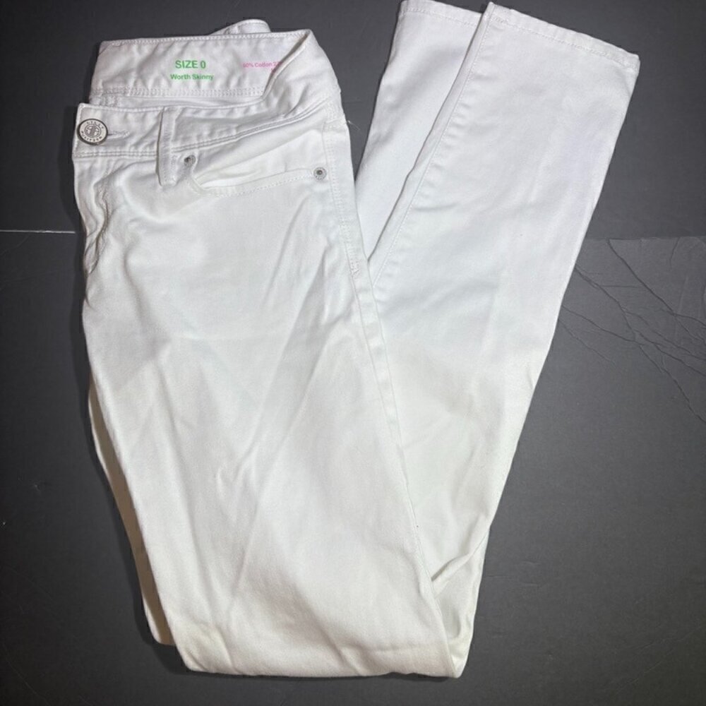 Lilly Pulitzer Women's White Skinny Jeans Worth size 0 - With gold details
